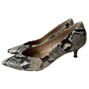 Vionic 10 M Josie Leather Pointed Toe Pumps Kitten Heels Shoes Snakeskin Office